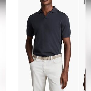 Reiss Duchie Johnny Collar Short Sleeve Merino Wool Polo Sweater